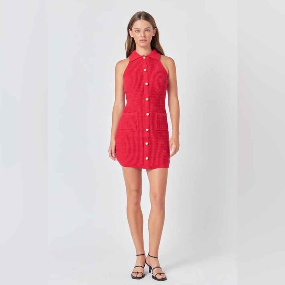 Endless Rose Crochet Knit Dress Red Size Small Summer dress